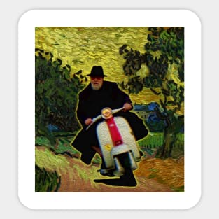 Van Gogh Style Vespa Pope Sticker